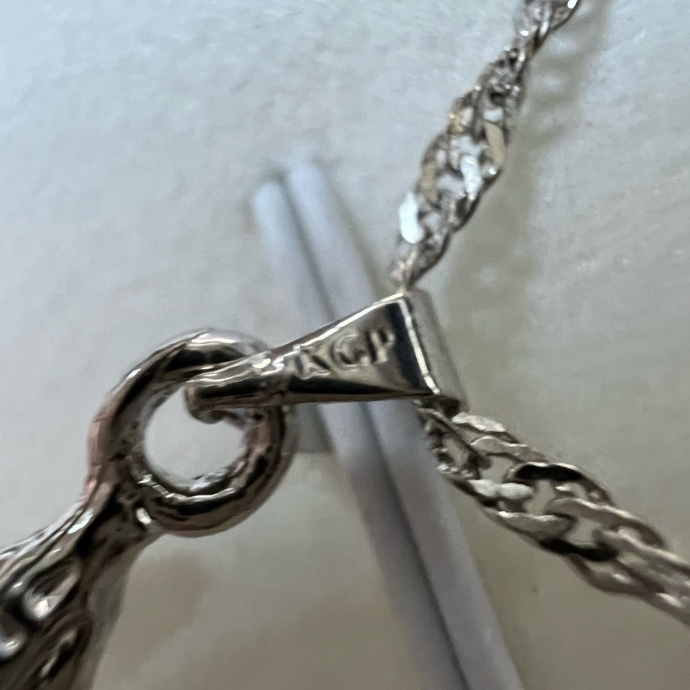 Freshwater Pearl Set Necklace Surrounded 18k Gold Plated Cage w white Sapphires - Picture 8 of 12